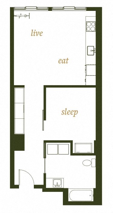 230 Ash Apartments One Bed B2 Floor Plan